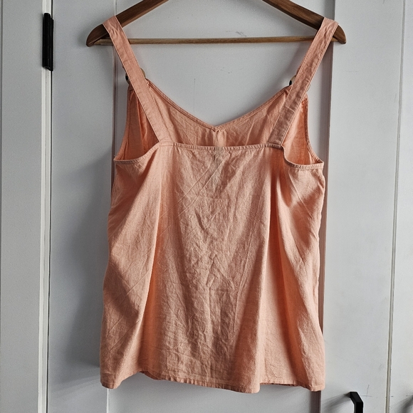 Jean Pascale Women Tank Top Summer Linen Thick Straps Size 8 US/ 10 UK Coral - Picture 2 of 6